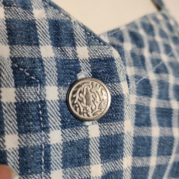 Vtg 90 Y2k Blue White Plaid Gingham Midi Tank Button Up Cotton Summer Dress Sz 9 - Picture 6 of 7